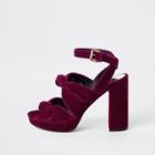 River Island Womens Velvet Knot Platform Sandals