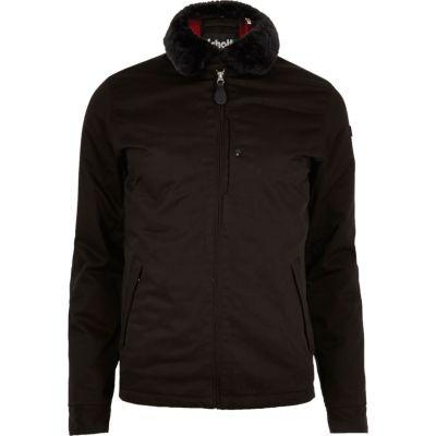Mens Schott Faux Fur Collar Zipped Jacket