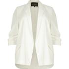 River Island Womens Plus White Ruched Sleeve Blazer