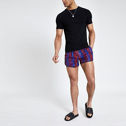 River Island Mens Snake Print Runner Swim Shorts