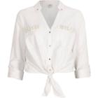 River Island Womens White Pearl Pocket Knot Front Shirt