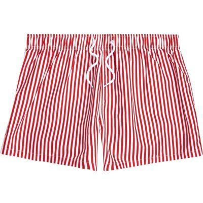 River Island Mensred Stripe Print Slim Fit Swim Shorts