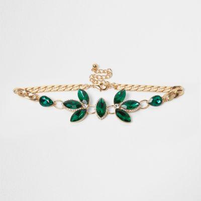 River Island Womens Emerald Gem Embellished Choker