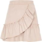 River Island Womens Faux Suede Wrap Frill Mini Skirt