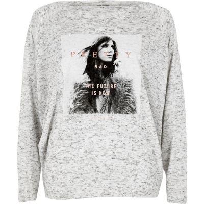 River Island Womens White Graphic Print Batwing Top