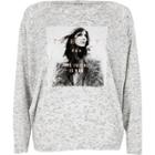 River Island Womens White Graphic Print Batwing Top
