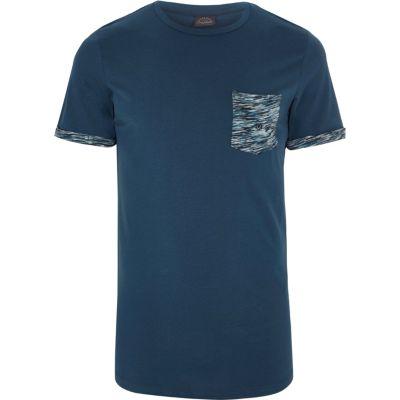 River Island Mens Jack & Jones Camo Patch Pocket T-shirt