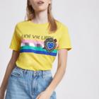 River Island Womens Petite 'une Vie' Brooch T-shirt
