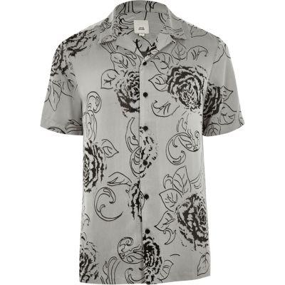 River Island Mens Floral Print Revere Shirt