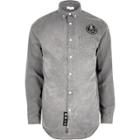 River Island Mensgrey Wash Casual Badge Denim Shirt