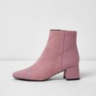 River Island Womens Studded Toe Block Heel Ankle Boots