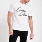 River Island Mens White 'carpe Diem' Short Sleeve T-shirt