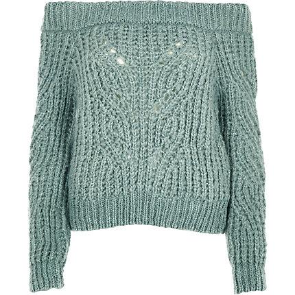 River Island Womens Petite Knit Bardot Neck Jumper