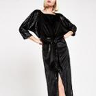 River Island Womens Velvet Knot Front Split Maxi Dress