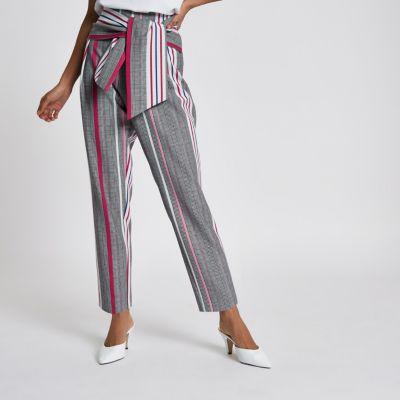 River Island Womens Petite Check Print Tie Front Trousers