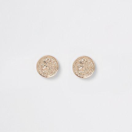 River Island Womens Gold Tone Coin Stud Earrings