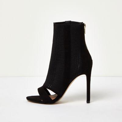 River Island Womens Knit Peep Toe Sock Boots
