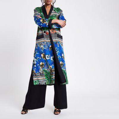 River Island Womens Scarf Print Duster Jacket