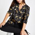 River Island Womens Petite Chain Print Pocket Shirt
