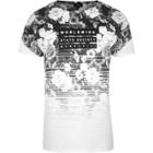River Island Mens Mono Floral Fade 'worldwide' T-shirt