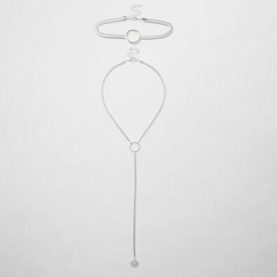 River Island Womens Silver Tone Snake Chain Circle Choker Set