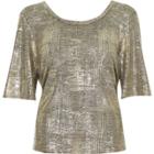 River Island Womens Gold Metallic Foil Wrap Back T-shirt
