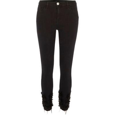 River Island Womens 3d Flower Hem Amelie Super Skinny Jeans
