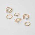 River Island Womens Gold Tone Diamante And Peal Ring Pack