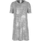 River Island Womens Silver Metallic Foil T-shirt Dress