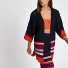 River Island Womens Stripe Knit Kimono Sleeve Cardigan