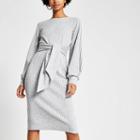 River Island Womens Ribbed Tie Front Jersey Dress