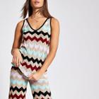 River Island Womens Gold Multicoloured Chevron Stripe Knit Vest