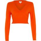 River Island Womens Long Sleeve Ribbed Insert Crop Top