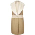 River Island Womens Faux Suede Shearling Vest