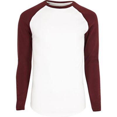 River Island Mensbig & Tall White And Raglan T-shirt