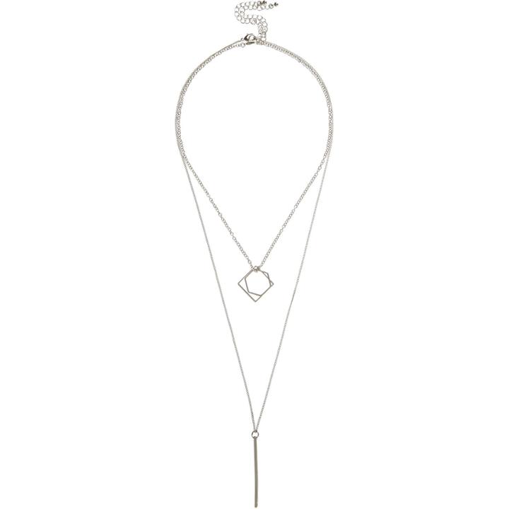 River Island Menssilver Tone Geometric Chain Necklace