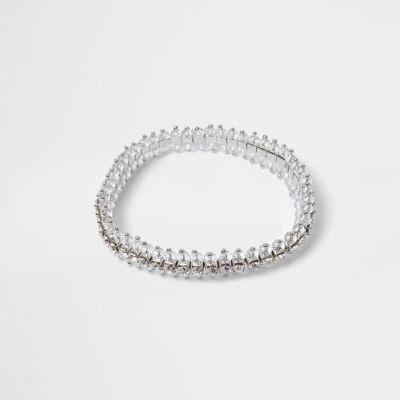 River Island Womens Silver Tone Rhinestone Encrusted Bracelet