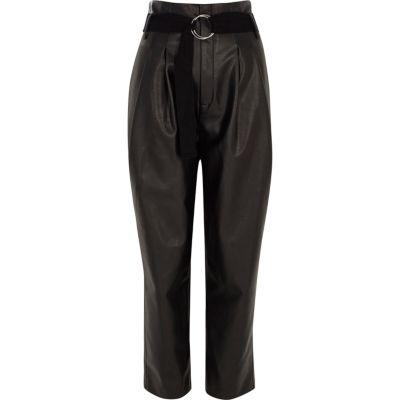 River Island Womens Faux Leather Tapered Trousers