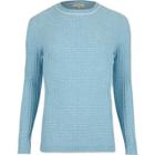 River Island Mens Ribbed Crew Neck Slim Sweater