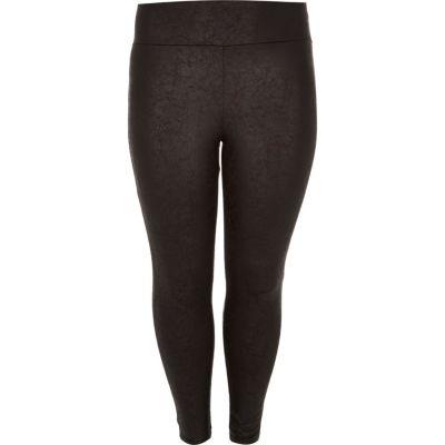 River Island Womens Plus Wet Look High Rise Leggings