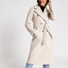 River Island Womens Double Breasted Knitted Trench Coat
