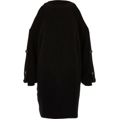 River Island Womens Button Sleeve Knit Sweater Dress