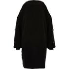River Island Womens Button Sleeve Knit Sweater Dress