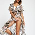 River Island Womens White Animal Print Embellished Kimono