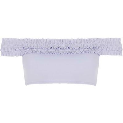 River Island Womens Bardot Shirred Bikini Top