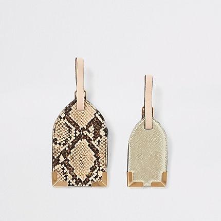 River Island Womens Snake Printed Luggage Tag Set