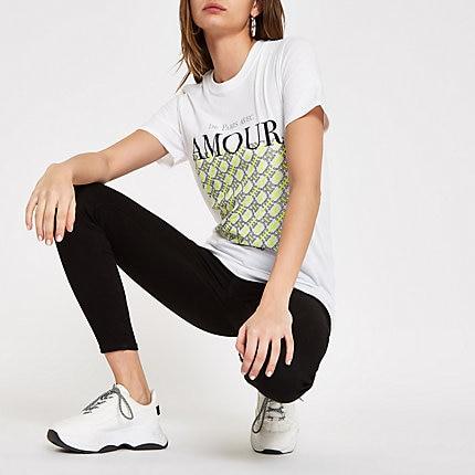 River Island Womens White 'amour' Ri Boyfriend T-shirt