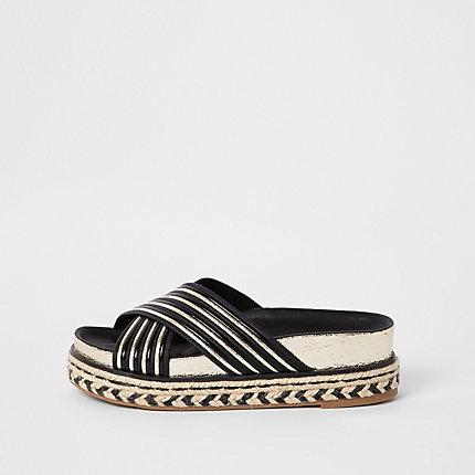 River Island Womens Cross Strap Mule Sandals