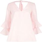 River Island Womens Stripe Print Double Bell Sleeve Top