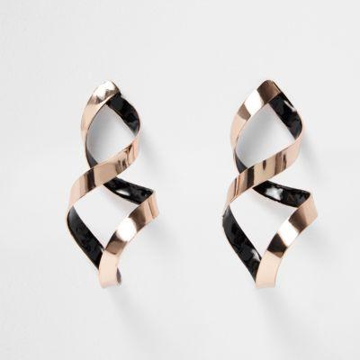 River Island Womens Rose Gold Tone Spiral Drop Earrings